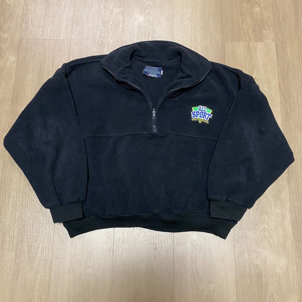 Vintage Hilton Polartec All Sport Body Quencher Fleece 1/4 Zip Jacket XL Black